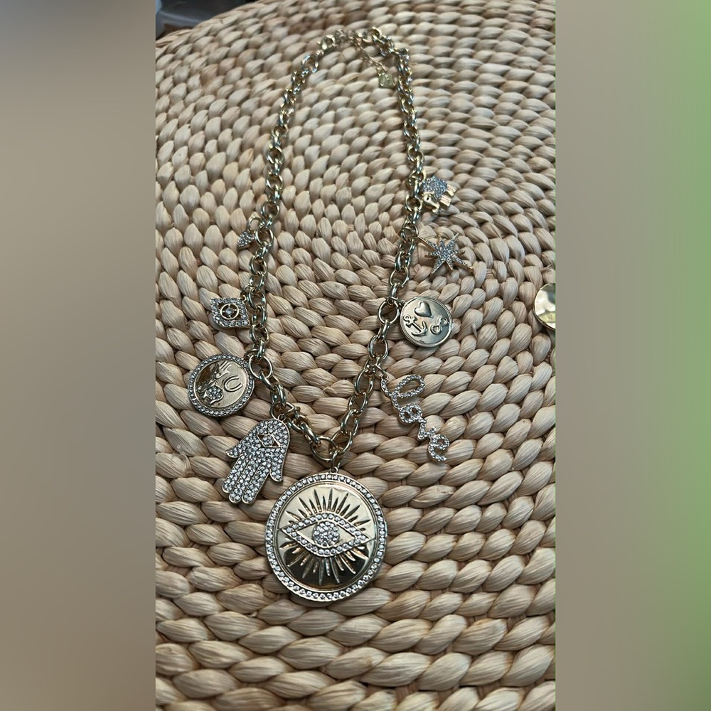 Park Lane Gold tone Charm Necklace with Crystal Accents
